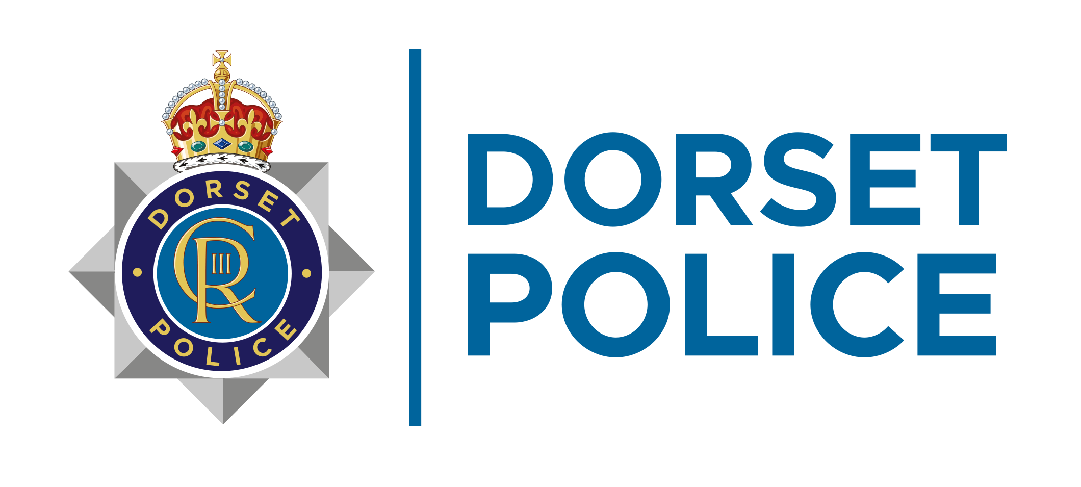 Dorset Police Charles III Colour blue typography.png